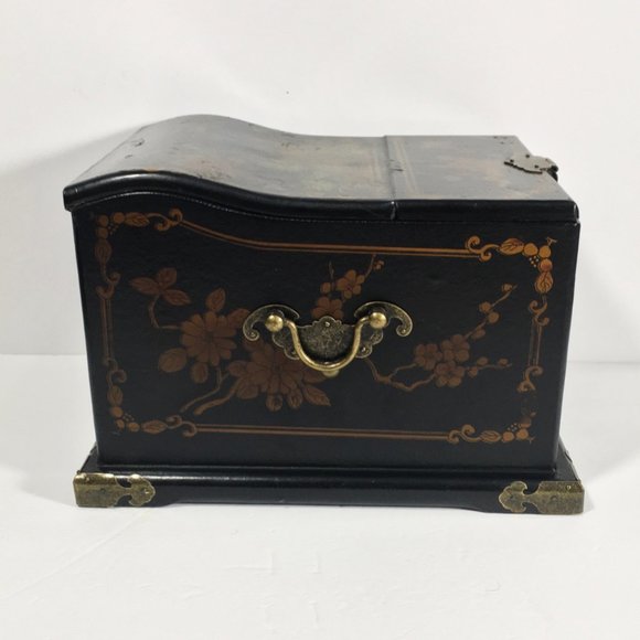 Vintage Desk Lamps Jewelry Wooden Inlay Boxes Trinkets Glass Screening Paravan - Picture 6 of 15